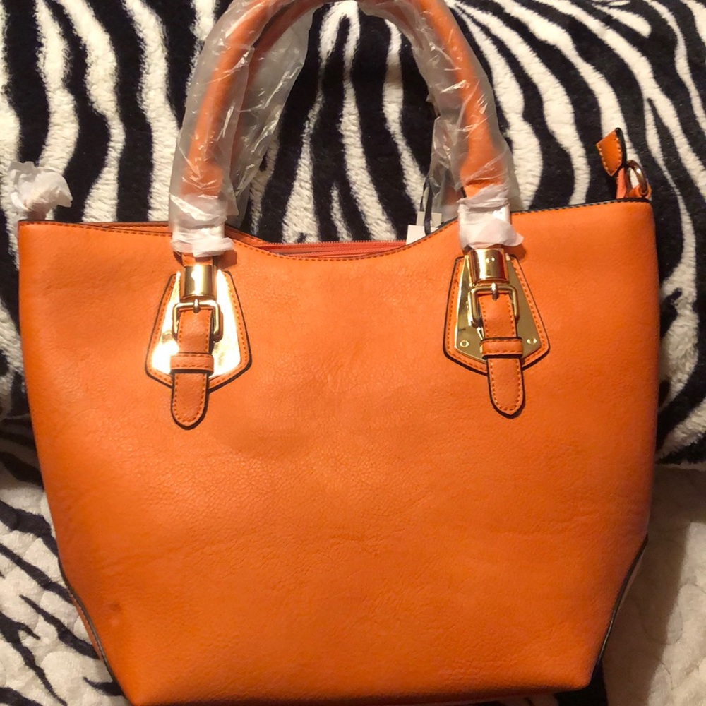 NWT La Terre Fashion Vegan Orange Satchel Handbag